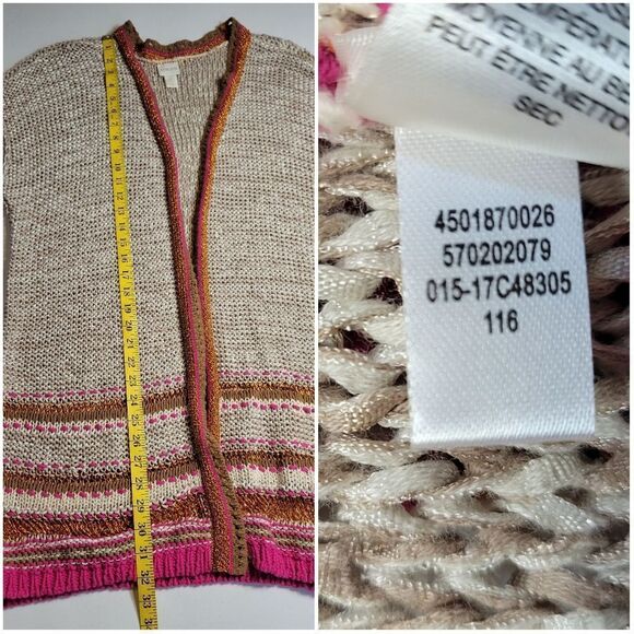 Chico's Color Pop Multicolor Knit Longline Cardigan Orange Pink Plus Size - Picture 14 of 16